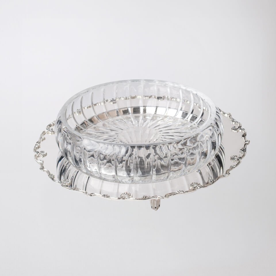 İSTİRİDYE DESEN DAİRE SERVİS L Cam çap:28cm Tabak çap: 35cm